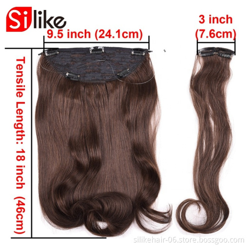 18" Invisible Wire fish line  Clips In Hair Extensions Secret Fish Line Hairpieces Synthetic Straight Wavy Hair Extension